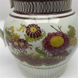 19th century pearlware jug with oriental transfer print decoration, H17cm 