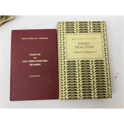 Black painted three colour railway lamp with revolving filters, H29cm; BR Acme Thunderer whistle; three railway peaked caps, two with BR Intercity 125 badge; small album of photographs of railway interest etc