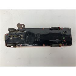 Tri-ang Minic tin-plate clockwork - London Transport Routemaster double decker bus 'Route 14 Putney' with Bovril and Tri-ang Pedal Motors advertisements; and Refuse Wagon with three sliding compartments; both unboxed (2)