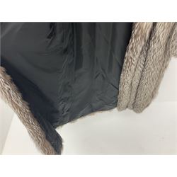 Grosvenor Canada for Harrods vintage full length silver fox fur coat, with black silk lining, no size indicated, approximately vintage size 12 