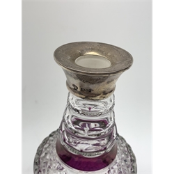 A late 20th century silver mounted cut and flashed decanter, hallmarked Birmingham 1974, maker's mark indistinct, probably C J Vander Ltd, 28.5cm.