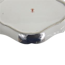 Royal Crown Derby Imari pattern 1128, two plates with fluted rim, together with Royal Crown Derby platter in pattern 6299, plates D22cm