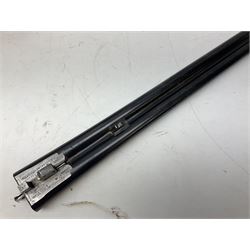 W.W. Greener 12-bore side-by-side double barrel non-ejector shotgun, with 76cm barrels, side safety, engraved lock, figured walnut stock with chequered grip and fore-end, no.33408, 120.5cm overall; in fitted canvas covered case with tools and accessories including .22 12-bore dog training device. SHOTGUN CERTIFICATE REQUIRED.