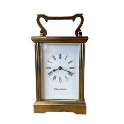 Mappin & Webb-20th century timepiece carriage clock with a lever platform escapement. With key.