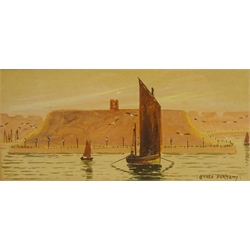  Off Scarborough, two early 20th century watercolours signed by Alfred Durham 8.5cm x 19cm (2)   