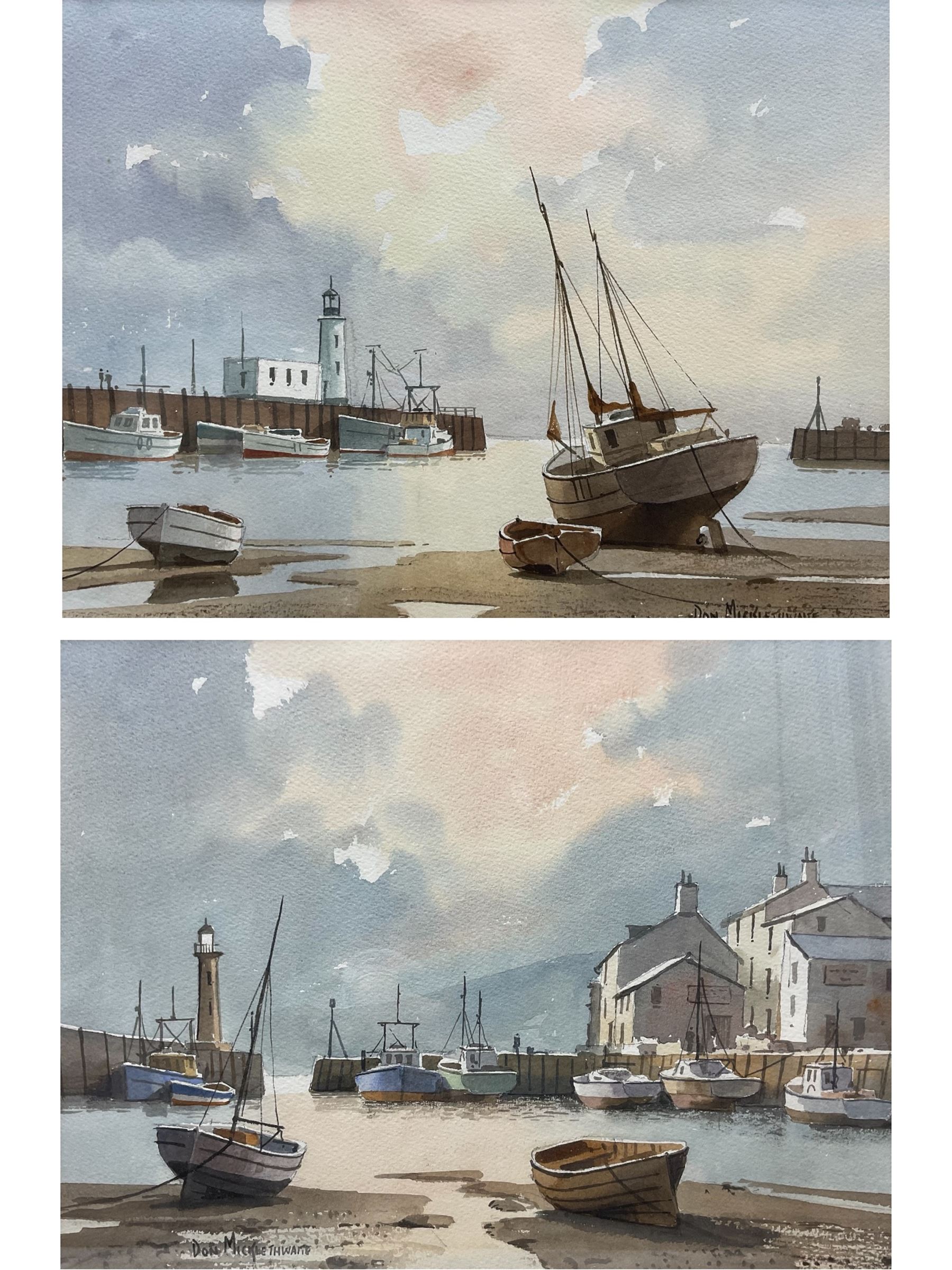 Don Micklethwaite (British 1936-): Scarborough Harbour and Harbour Scene, pair watercolours signed 26cm x 36cm (2)