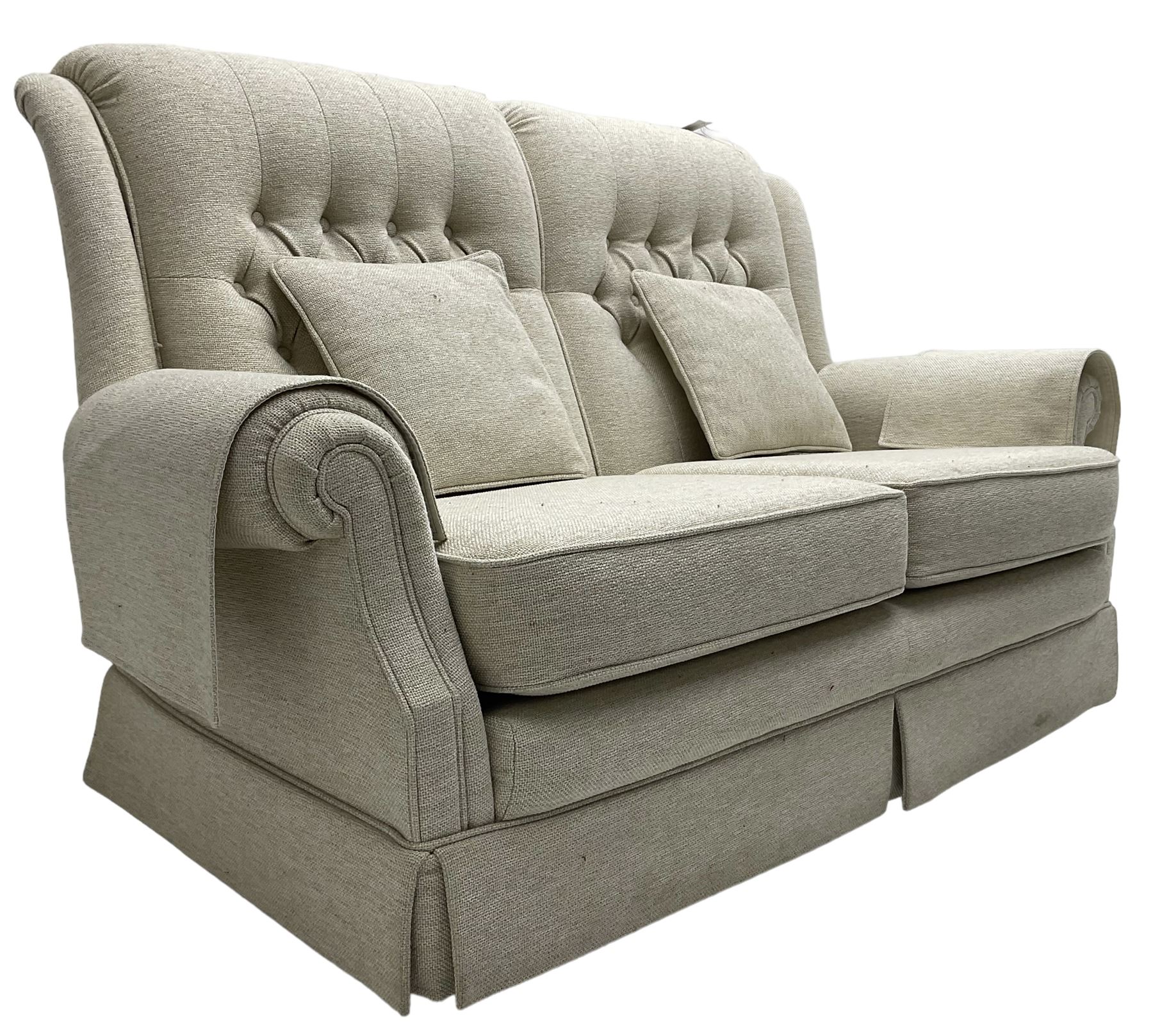 Vale Bridgecraft Furniture - 'Amalfi' two-seat sofa upholstered in beige fabric