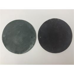 Pair of reproduction cast iron Cunard White Star signs, D25cm 