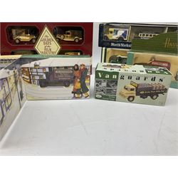 Collection of Diecast model vehicles, including Lledo The Golden Days of the Film Industry limited edition set, Lledo H Samuel boxed vehicle, and other similar examples 
