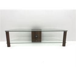 Two tier glass D shaped television stand 