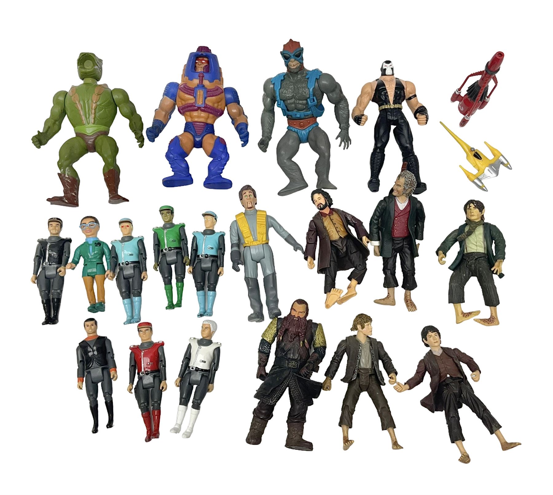 Collection of 80s-00s collectable figures from Lord of the Rings, Masters of the Universe, Thunderbirds etc