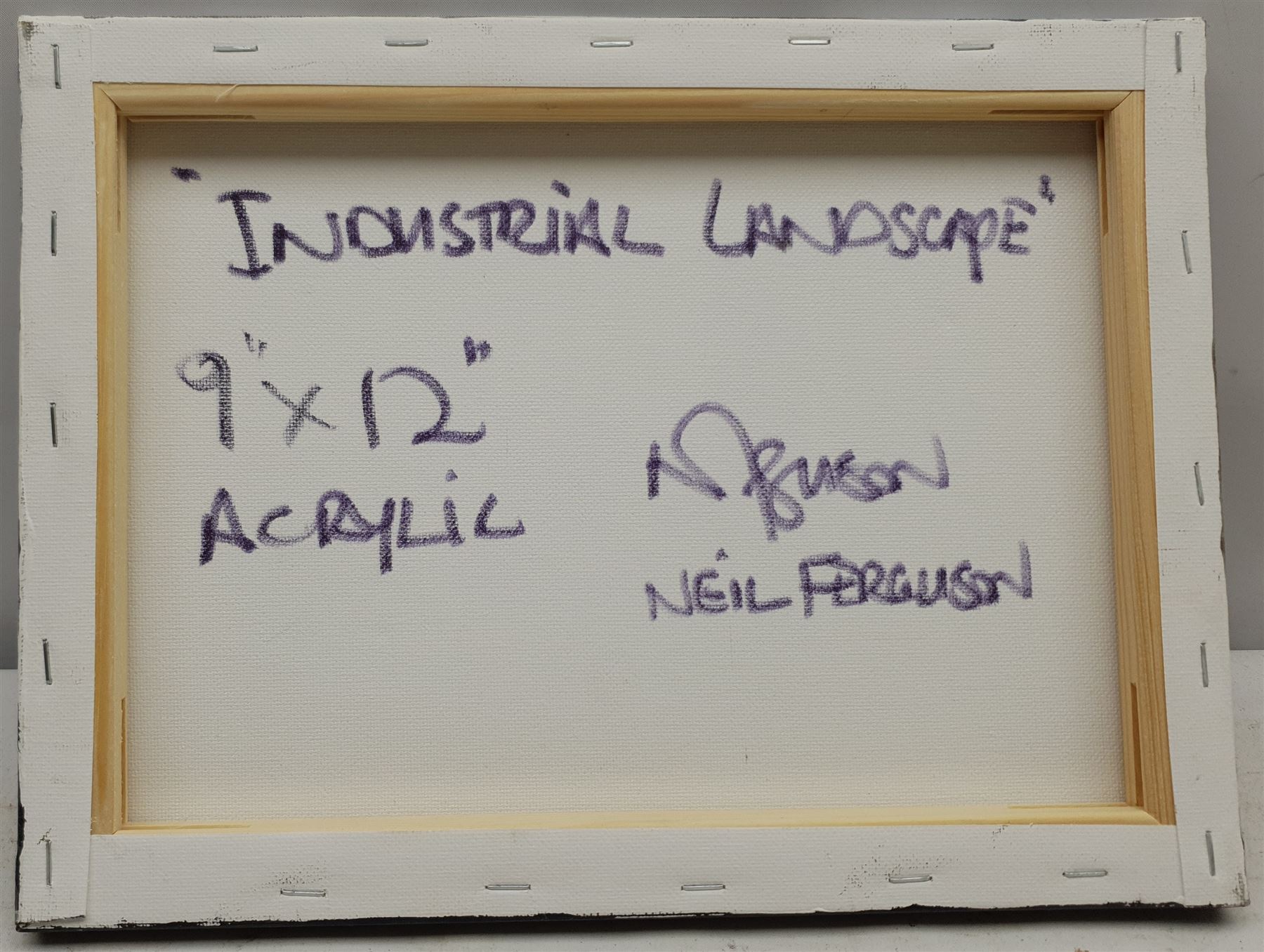 Neil Ferguson (Northern British Contemporary): 'Industrial Landscape', oil and acrylic on canvas, signed and titled verso 23cm x 30cm
