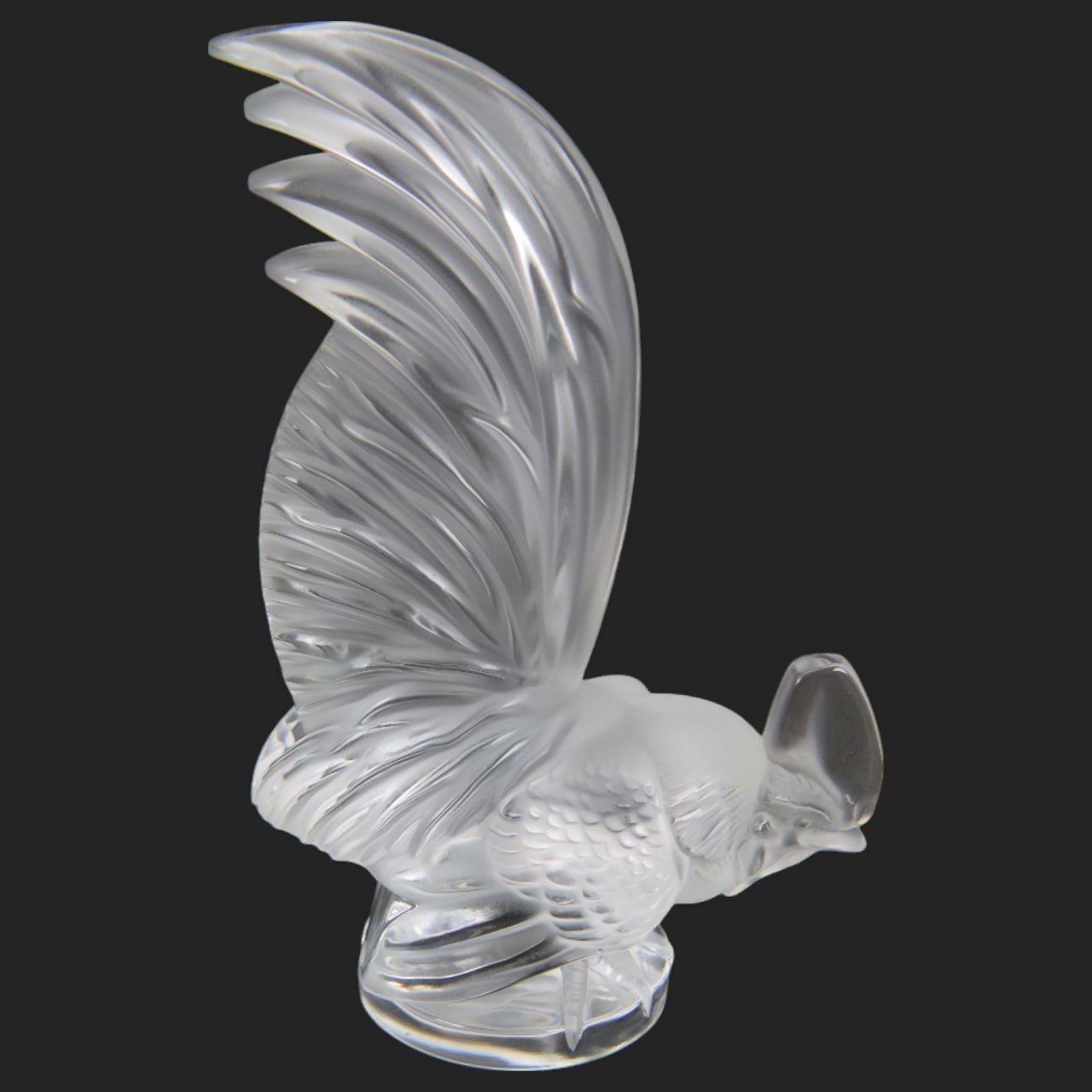 Lalique, Coq Nain Glass Car Mascot in the form of a cockerel, signed Lalique France to base 
