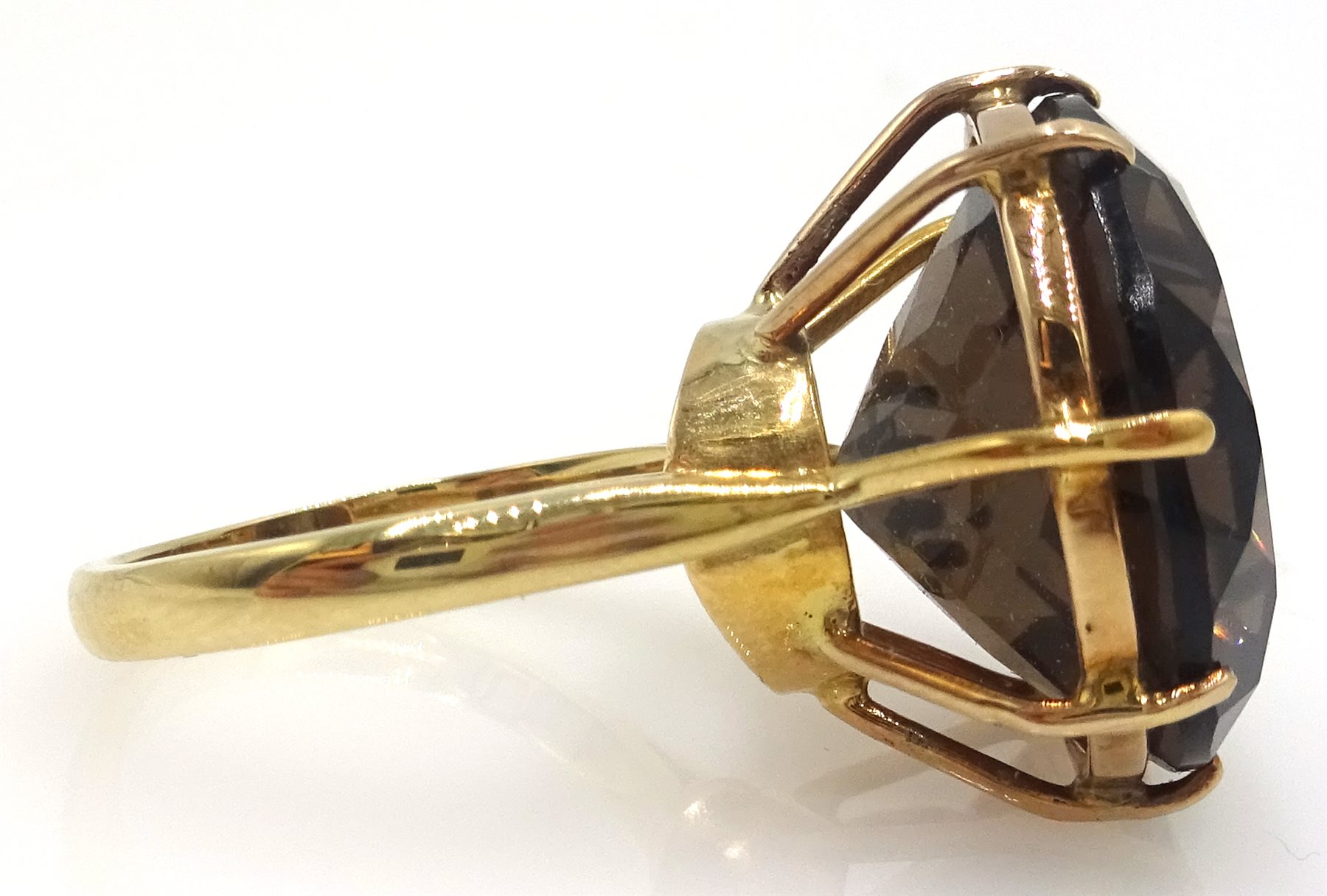 9ct gold large smoky quartz ring hallmarked - Jewellery, Silver, Clocks