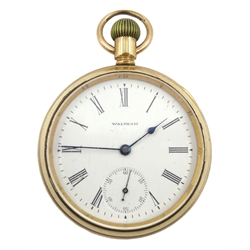  Waltham Traveler 14ct gold-plated pocket watch, movement no 11082124  