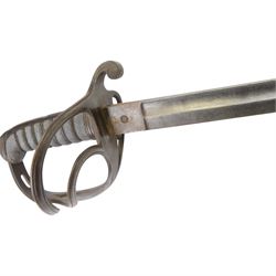 Victorian officer's sword, made by Dolan & Co, London, the 87cm single edge blade with makers mark 'Dolan & Co, St Martins Lane, London', steel swept two bar hilt, with wirebound fishskin grip, overall L102cm
