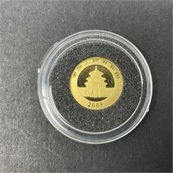 China 2008 1/20 ounce fine gold panda coin