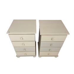 Pair cream painted four drawer chests
