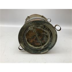 Copper and brass ship’s lamp marked ‘Anchor’, H25cm, Feuer hand storm lantern, Bialaddin Model 315 paraffin lamp and an Anchor lamp (4)
