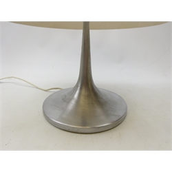  Harvey Guzzini 'Mushroom' table lamp, chromed metal tulip stem with amber plastic shade, makers label, H41cm x D35cm   