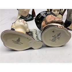 Royal Doulton Henry VIII and his Six Wives Character Jugs, comprising of Henry VIII D6647, Catherine of Aragon D6657, Anne Boleyn D6650, Jane Seymour D6746, Anne of Cleves D6753, Catherine Howard D6692 and Catherine Parr D6751, tallest H10cm