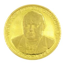 22ct gold Winston Churchill medallion, London 1965, boxed with certificate