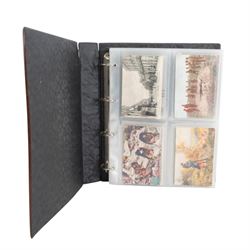 Collection of military WWI postcards, including silk examples, drawings and photographs approximately one hundred 