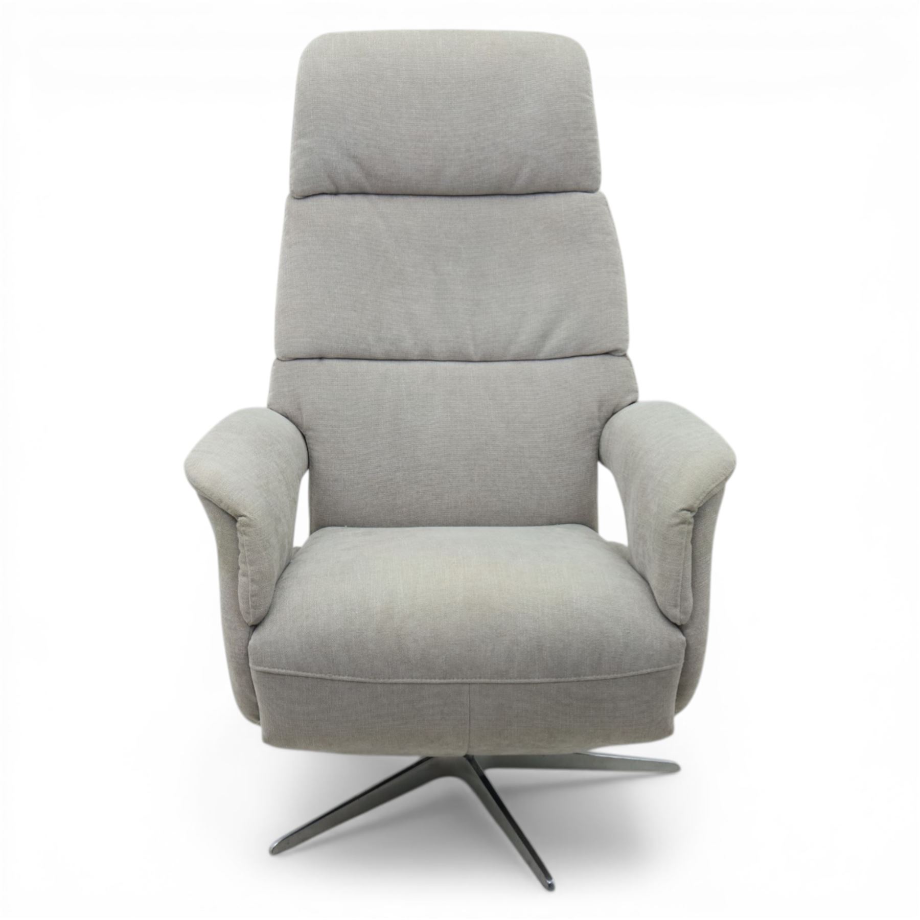 Hjort Knudsen - Danish recliner armchair in neutral upholstery, with manual recline, raised on a metal star base