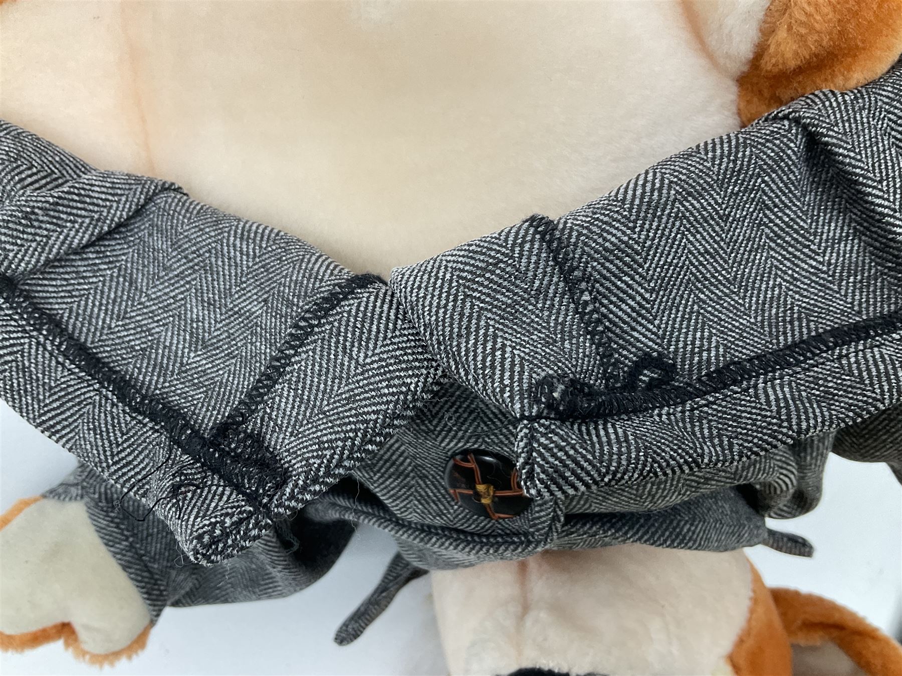 Vintage Basil Brush plush toy, in a tartan jacket together with a talking Basil Brush plush toy, tallest example H46cm