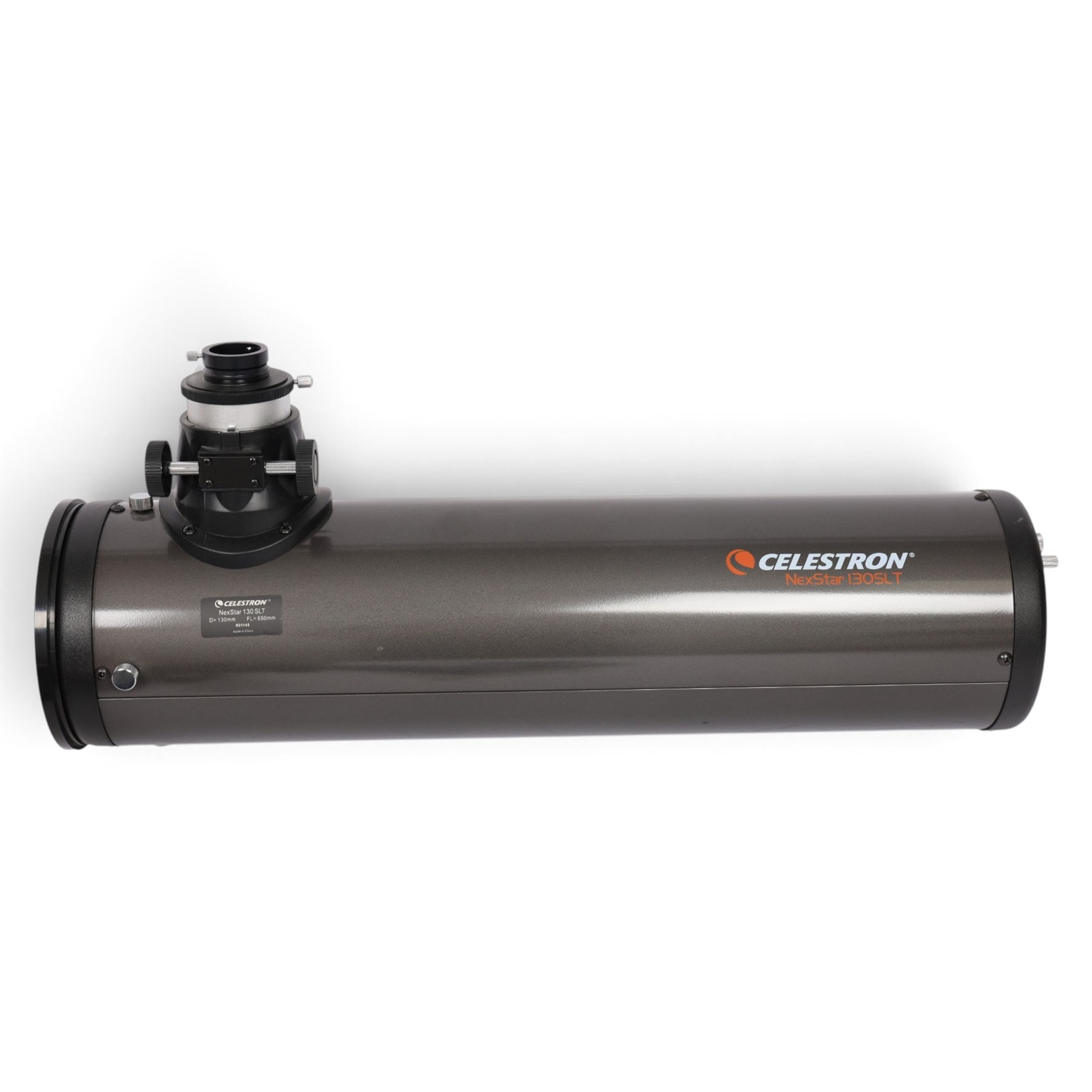 Celestron Nexstar 130SLT stargazing telescope, on a tripod stand, with lenses and other accessories