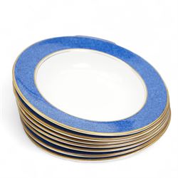 Aynsley Sheraton pattern dinner service comprising eight dinner plates, eight dessert plates, seven soup bowls, eight side plates and oval meat plate (32)