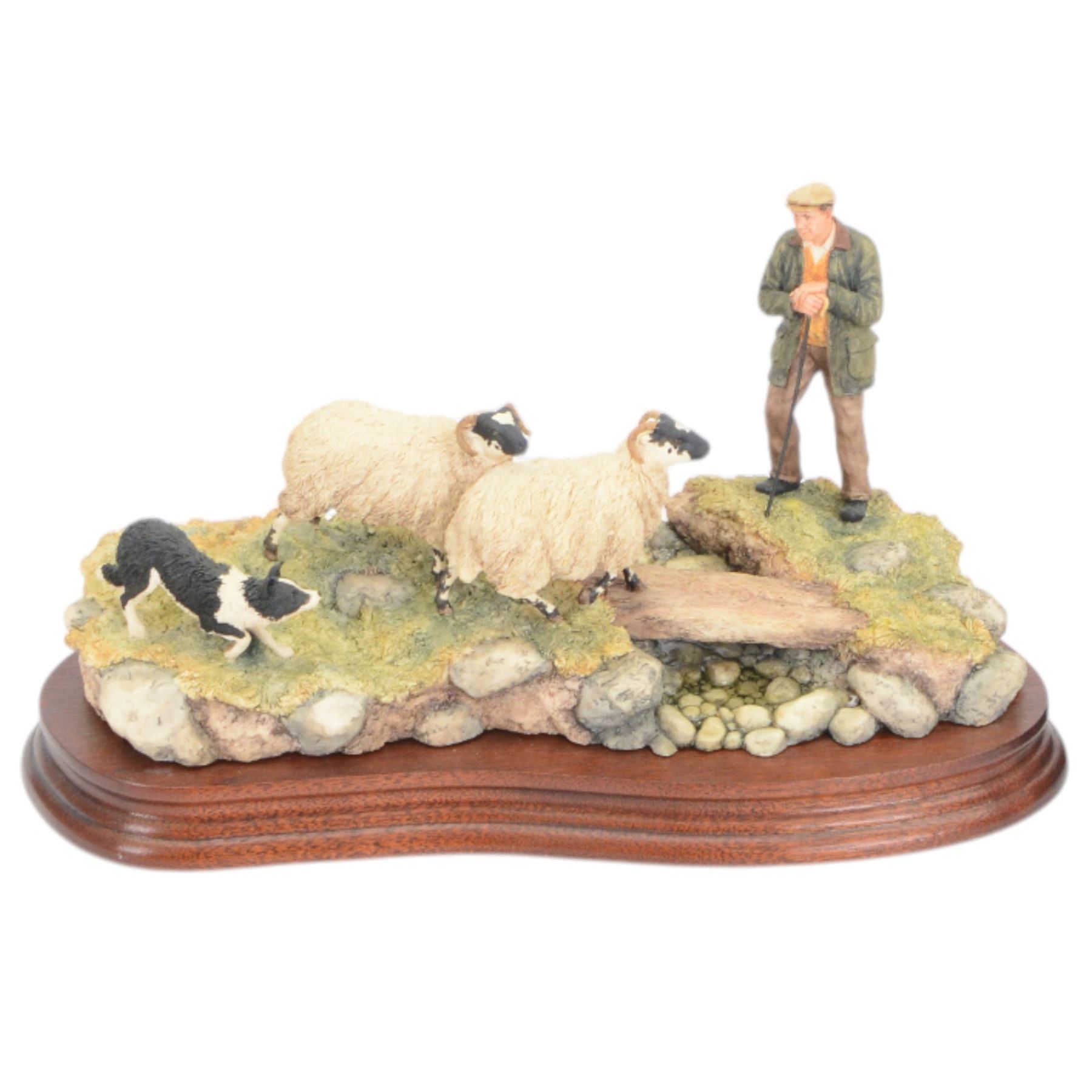 Border Fine Arts Steady Lad, Steady,  model No. JH90 by Ray Ayres, with certificate, and Right Place, Wrong Time No. JH104, both on wooden bases