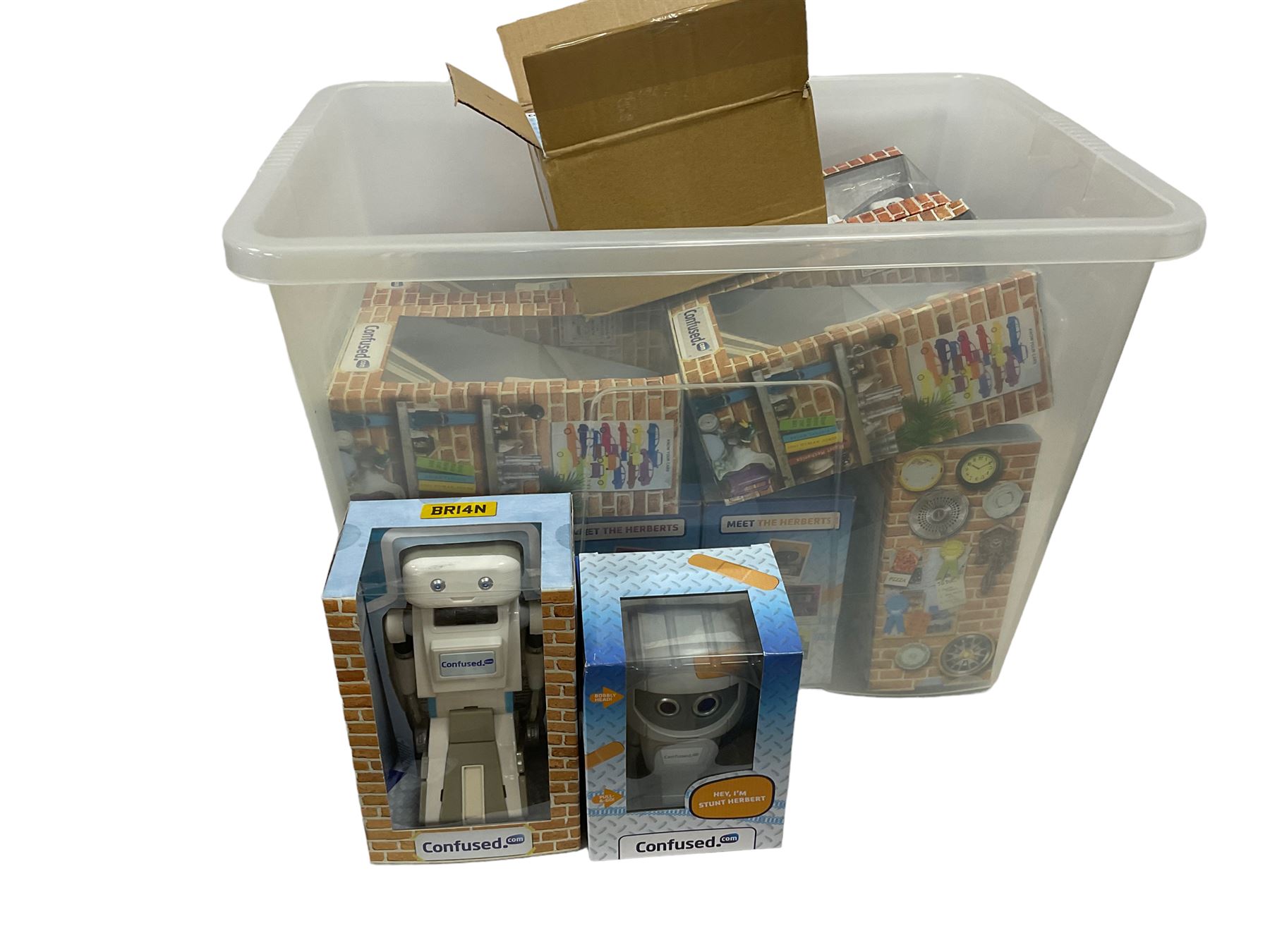 Fourteen Confused.com robot promotional toys, to include Brian examples, all boxed