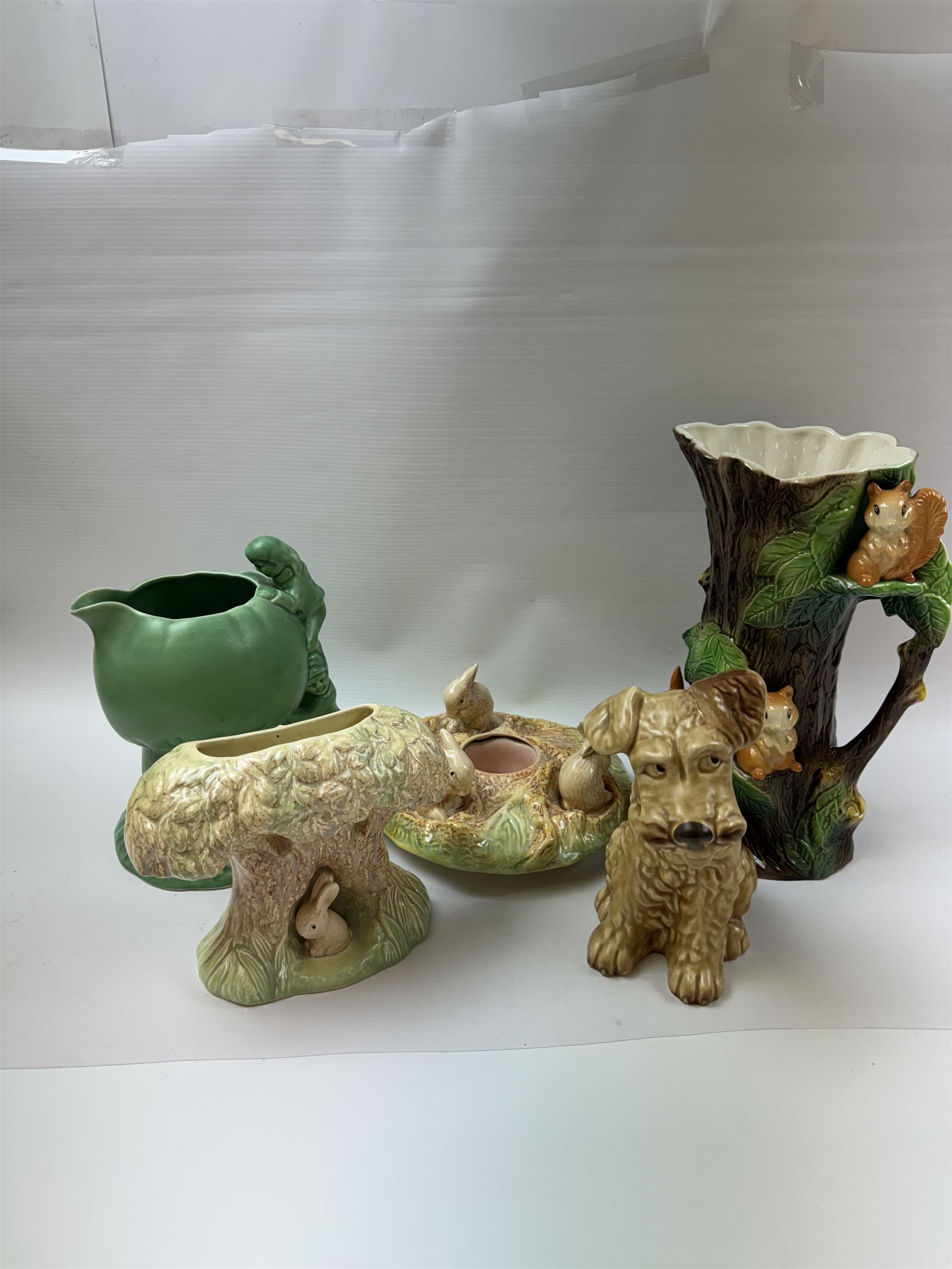 Collection of Sylvac, including posy vase, jug and dog figure, together with a Hornsea Fauna jug