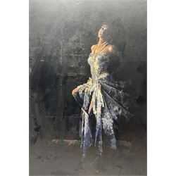 Brian Tozer (British 1944-): 'The White Dress', acrylic on board signed and titled on label verso 92cm x 61cm