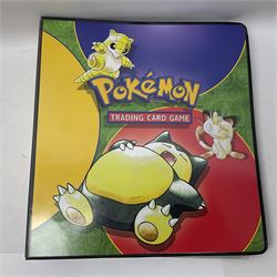 Collection of Pokemon trading cards, mostly 1999 Wizards Pokemon cards to include holo Charizard 4/102, first edition holo Machamp 8/102, further holographic cards; Dark Flareon 35/82 and Dark Vaporeon 45/82, cards from themed sets and 4th edition prints; 1998 Electronic Pokédex with cardboard boxes for themed decks Blackout, Overgrowth and Power Reserve Jungle, along with a large quantity of energy and trainer cards 