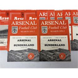 Arsenal F.C. - thirty home programmes for 1951/52 (7) & 1952/53 (23) including Division One, F.A. Cup, London Football Association Challenge Cup, Charity Match, Friendly Match and one duplicate (30)