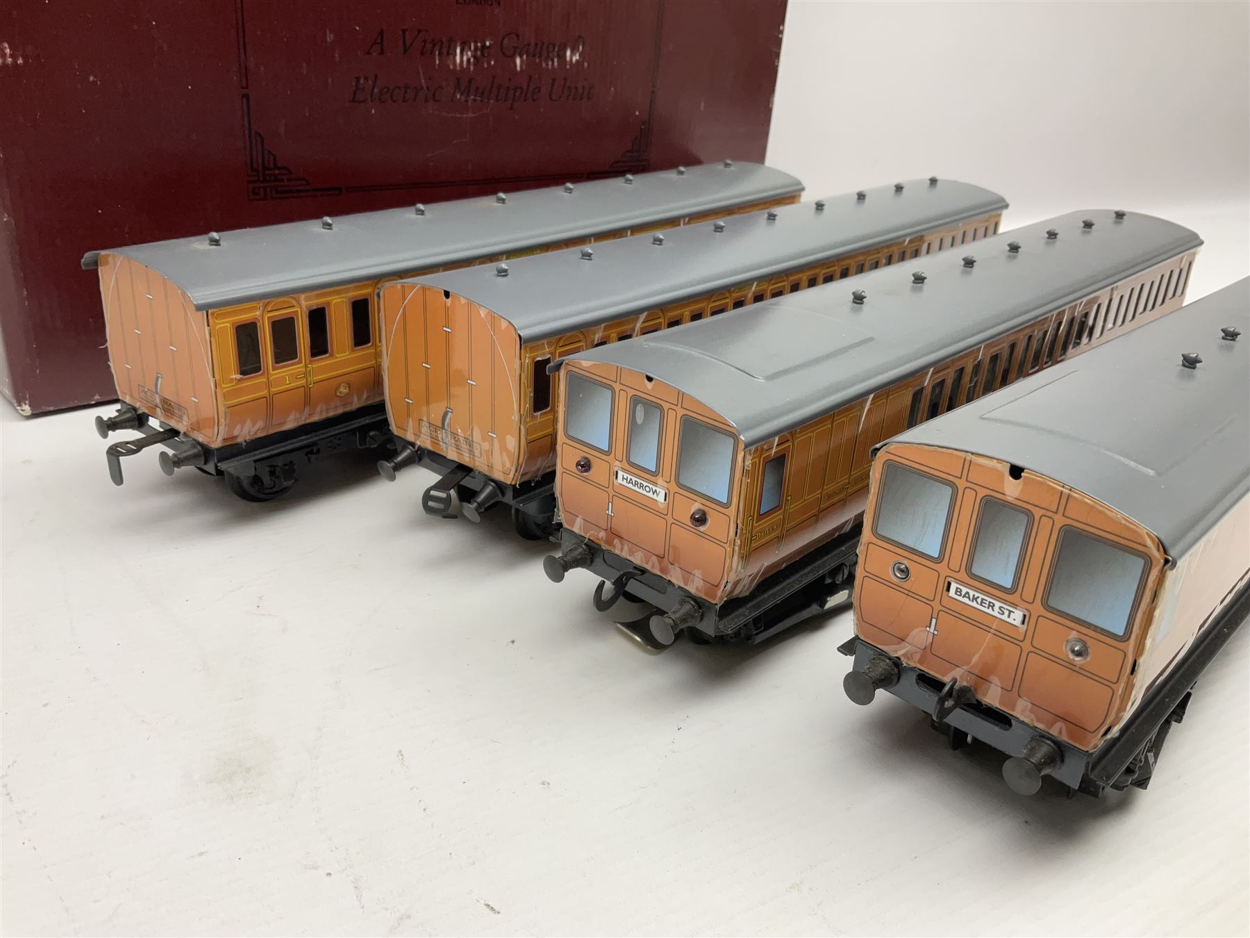 Ace Trains '0' gauge - EMU/MET four-car electric multiple unit with teak finish; boxed with instructions