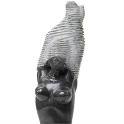 Contemporary marble study of a female nude, on integral carved pedestal base, H42cm 