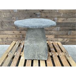 Large weathered cast stone garden staddle stone mushroom