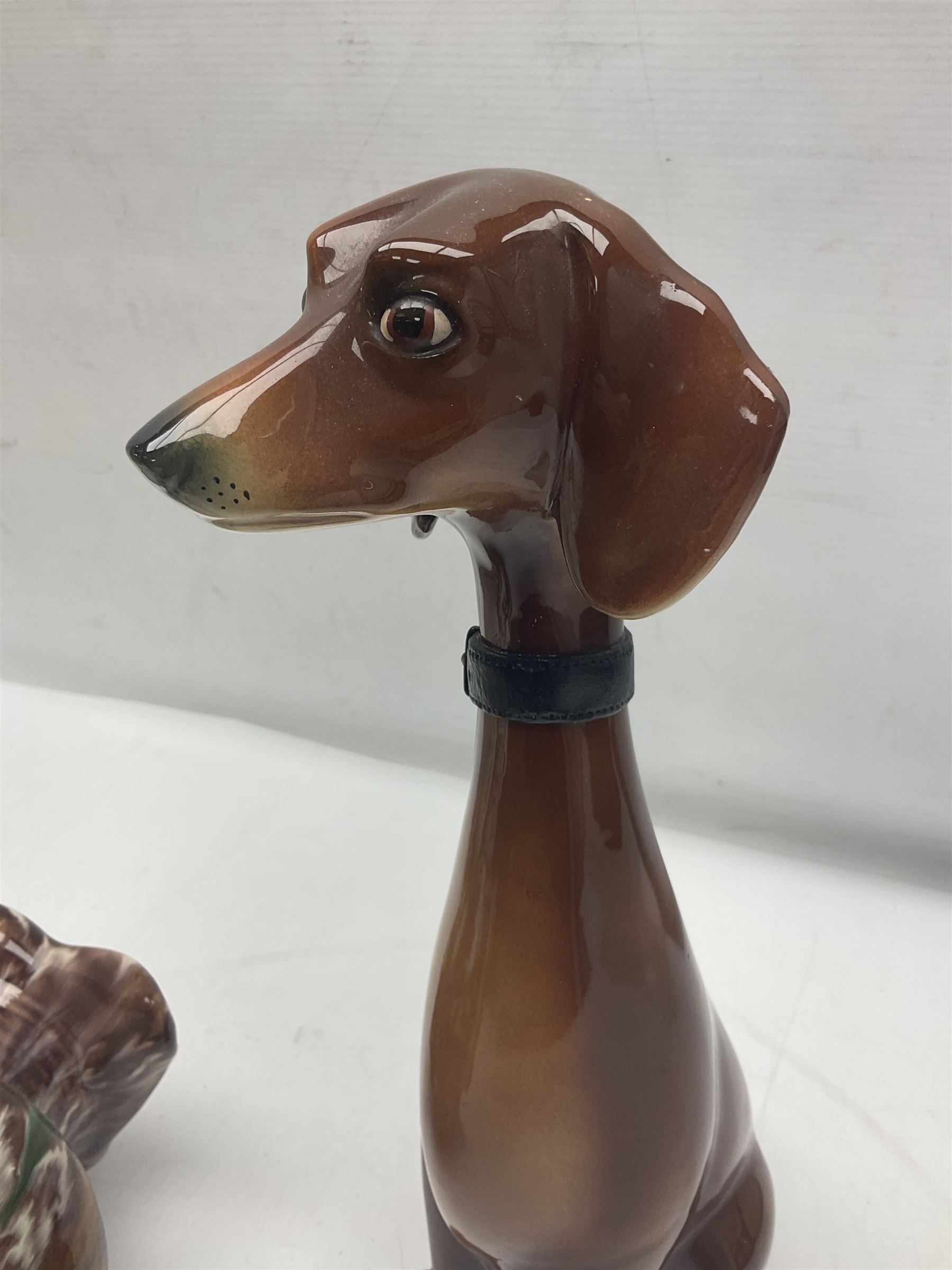 Jema Holland long neck Dachshund dog figurine, together Large Shelf Pottery Art Vase and a jug, Dachshund H34cm
