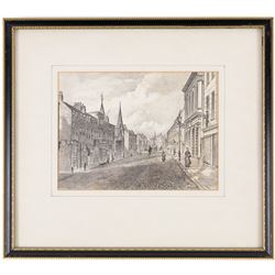 Frederick Schultz Smith (Hull 1860-1925): 'View of Saville Street' and 'View of Osborne Street & Freemans Hall' Hull, two monochrome watercolours and ink signed, titled verso 12cm x 17cm (2)