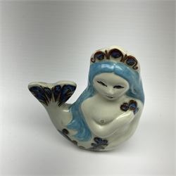 A Doreen Middelboe for Royal Copenhagen Aluminia figure, modelled as a mermaid, with printed and painted marks beneath, H10.5cm.