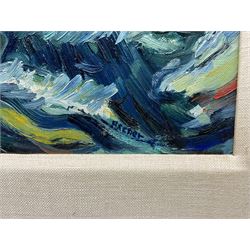 Georges Ascher (Polish 1884-1943): 'Time of Decision', oil on canvas signed 24cm x 36.5cm
Notes: Ascher was a cousin of the painter Roman Kramsztyk. He studied architecture at the Warsaw University of Technology and then continued his studies in Germany. During the war, which set Poland against the Red Army (1919-1921), he joined the Polish army alongside Marshal Piłsudski, and was wounded during the battle of Lwow. After the Polish authorities decorated him, Ascher moved to Lwow and then to Warsaw. He married and became an architect. Moving to Paris in 1925 he devoted himself to art. In 1937, he left his apartment in Paris with his wife and daughter for La Ciotat, where he painted many landscapes. In 1943, Georges and his wife were arrested and sent to the Gurs internment camp. They were deported on convoy number 60 and were died in Auschwitz. Much of Ascher’s work was destroyed in his studio while he was arrested. 
Jewish Artists of the School of Paris 1905-1939 - From 1905 to 1939, Paris attracted artists from all over the globe as the capital of the art world. This period of artistic proliferation became known as the School of Paris, and includes a great diversity of artistic expression. Within the teeming art world centred on Montparnasse, one group set itself apart: Jewish artists from Russia, Poland, and Central Europe. Although their styles were diverse, they shared the common fate of fleeing anti-Semitic persecutions in their home countries. Some became famous in the 1920s, such as Soutine, Lipchitz, and Chagall, while others did not have the time or the luck to gain renown. Nearly half of these artists died in Nazi concentration camps.