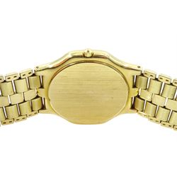 Lesser Schiphol 14ct gold gentleman's quartz wristwatch, cream dial with baton hour markers and date aperture, on integral 14ct gold bracelet, stamped 14K 585