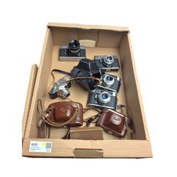 Eight film cameras, including Voigtlander Vito B, Vitoret DR, Voigtlander Vito CD, Beirett...