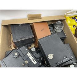 Collection of vintage cameras and equipment, to include Portrait Brownie, Kodak ColourSnap 35, Comet S, Zenit-B etc 