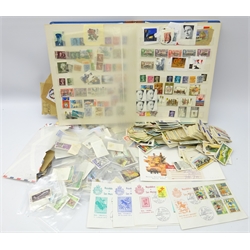  Collection of Great British and World stamps including macjins, small number of unused stamps, George VI Falkland Islands with 'South Shetlands Dependency of' overprint mint set from 1/2d to 6d, Australia, New Zealand, USA, Russia, Olympics etc, in one album and loose and a number of tea cards, in one box  