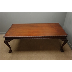  Chippendale style mahogany dining table, rectangular gadroon moulded top, acanthus carved cabriole legs with ball and claw feet, 209cm x 105cm, H75cm  
