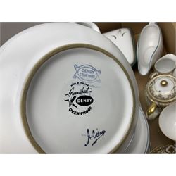 Denby Greenwheat pattern dinner wares, together with Royal Doulton Tumbling Leaves pattern tea and dinner wares, Royal commemorative ceramics including Wedgwood Jasperware table lighter, pair of Victorian glass hand painted vases, large blue and white urn with lid, Noritake part tea set, Staffordshire style dog and other ceramics and collectables, in boxes